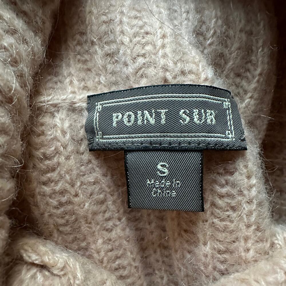 Point Sur J Crew Wool Mohair Blend Cowl‎ Turtleneck Chunky Rib Blush Sweater S - Picture 7 of 7